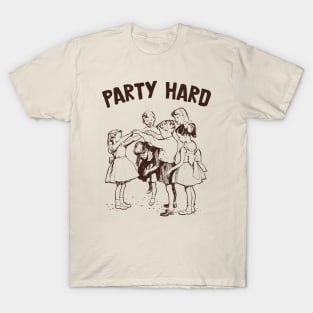 Party Hard - Funny Vintage Illustration Design T-Shirt